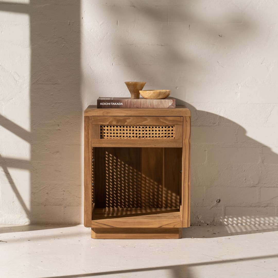 Urbanfry Homes Jasmine Acacia Rattan Bedside Table Urbanfry Homes Jasmine Acacia Rattan Bedside Table