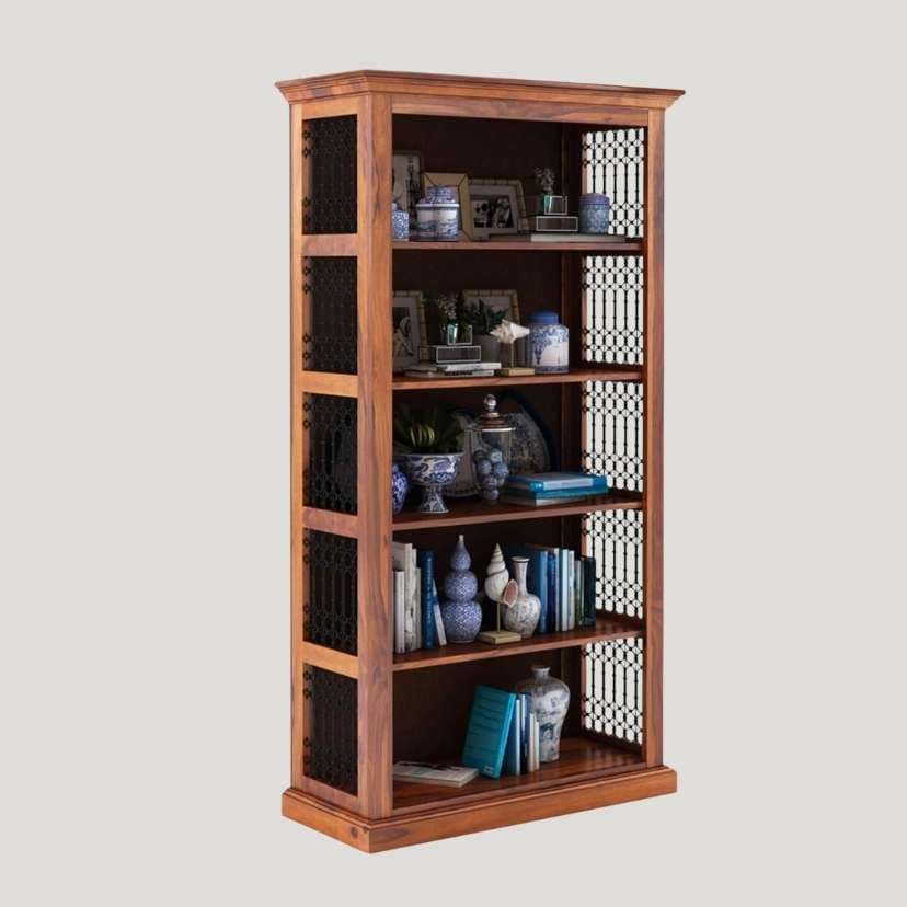 Urbanfry Zavia Sheesham Bookshelf with Jali Inlay Urbanfry Zavia Sheesham Bookshelf with Jali Inlay