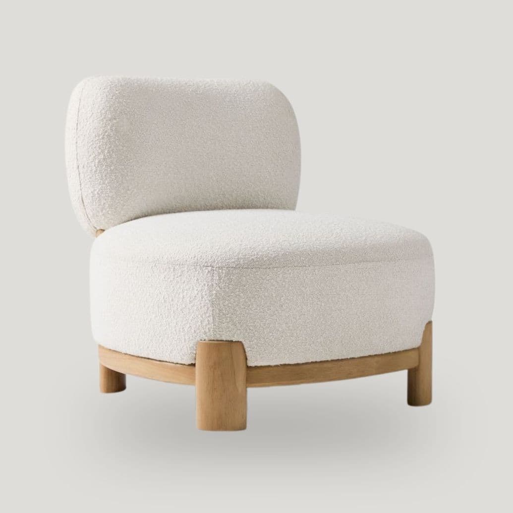 Urbanfry Homes Curved Chair – Ivory Bouclé Urbanfry Homes Curved Chair – Ivory Bouclé