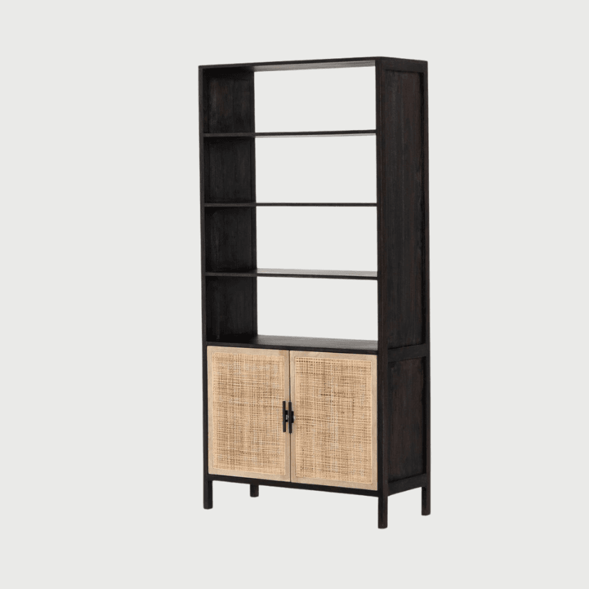 Urbanfry Homes Caprice Rattan & Wood Bookshelf Urbanfry Homes Caprice Rattan & Wood Bookshelf