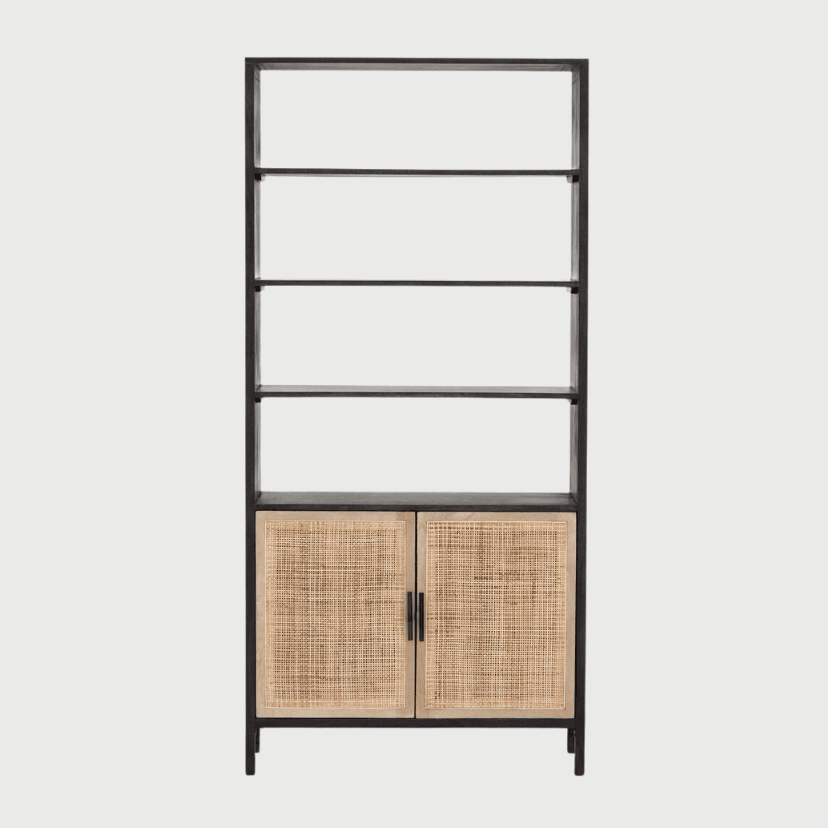 Urbanfry Homes Caprice Rattan & Wood Bookshelf Urbanfry Homes Caprice Rattan & Wood Bookshelf