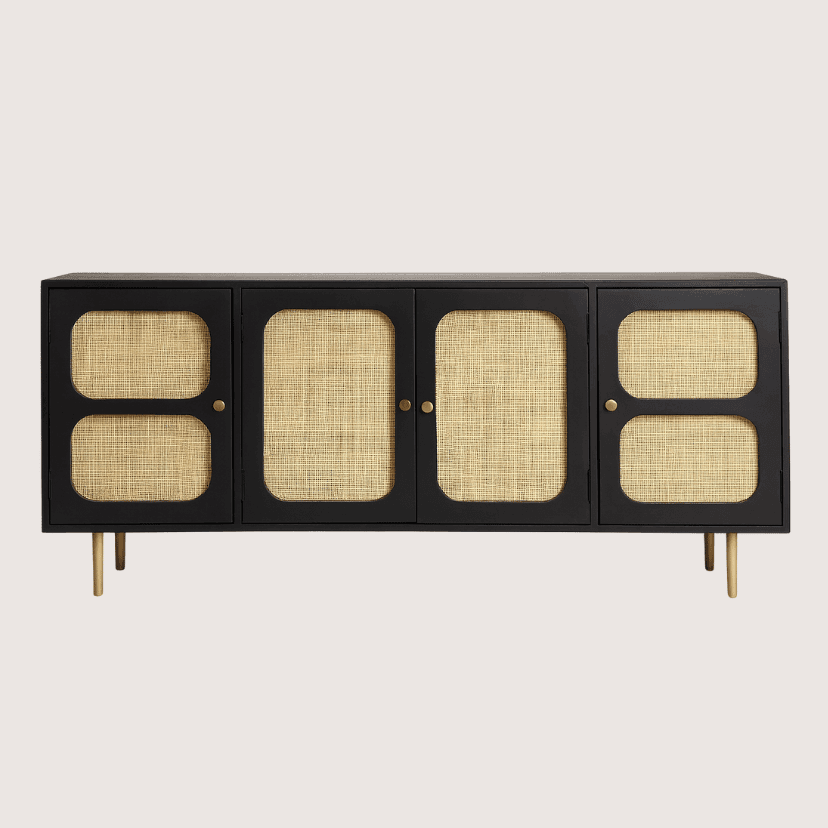 Urbanfry Homes Noir Cane Curve Console Urbanfry Homes Noir Cane Curve Console