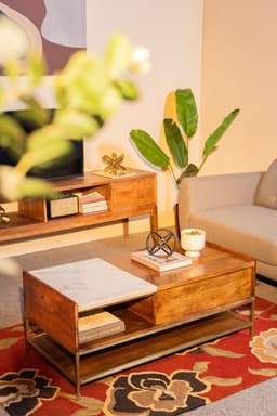 Urbanfry Homes Lift Top Solid Wood Coffee Table with Marble Top4 Urbanfry Homes Lift Top Solid Wood Coffee Table with Marble Top4