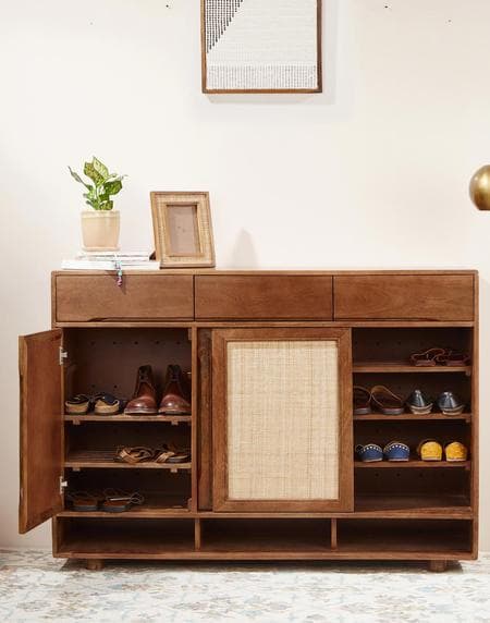 Urbanfry Homes Bruna Cane Shoe Cabinet Urbanfry Homes Bruna Cane Shoe Cabinet
