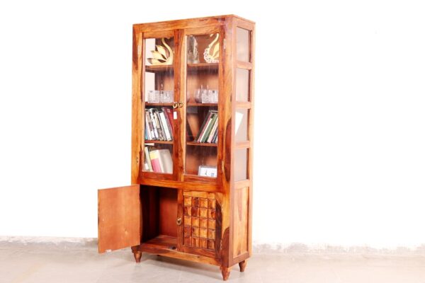 Solid Wood Bookcase With Doors